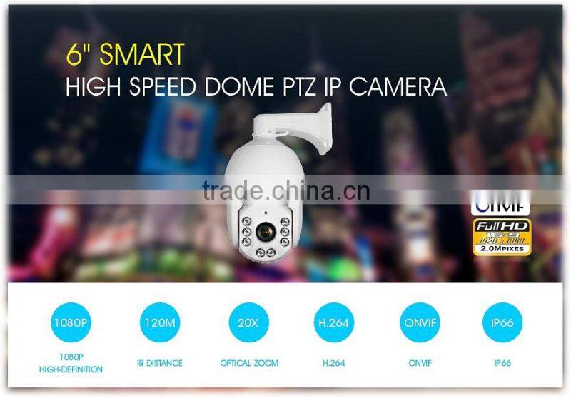 1080P FULL HD IP PTZ Camera 20X digital zoom 2.0Megapixel IR night vision PTZ Outdoor Camera IR 120 meter High Speed Dome Camera
