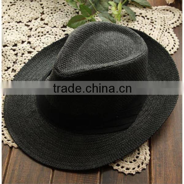 Promotion cheap plain wholesale straw cowboy hats ladies straw hats Beach shading Unisex cowboy straw hat
