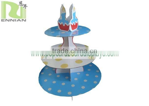 Customized Wave Point Rotation Cardboard Cupcake Stand Display