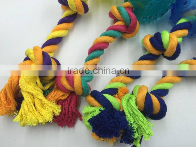 Pet product cotton rope rubber ball toy for dog