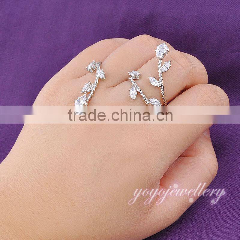 Novel two finger zircon copper ring