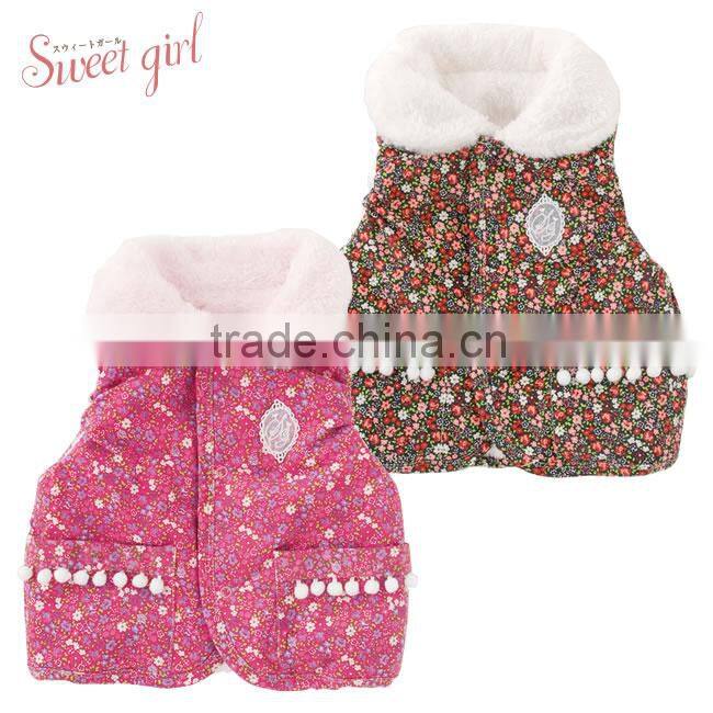 Japanese wholesale products high quality flower pattern baby winter cute toddler vest children clothing kids wear infant clothes