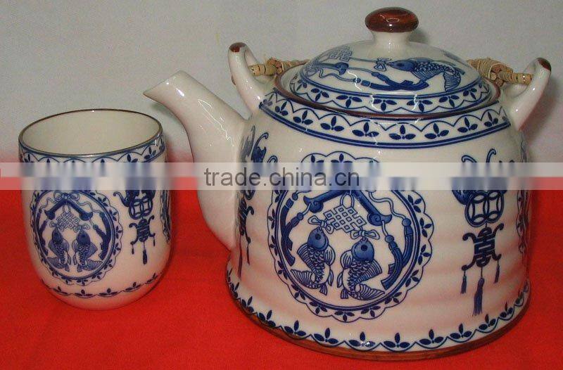 Hot sell ceramic tea pot set with various patterns