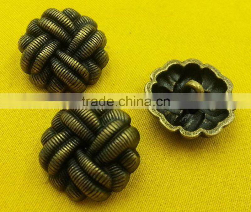 19mm Braided Finishing Fancy Metal Shank Button For Ladies Clothes -- MJ5414