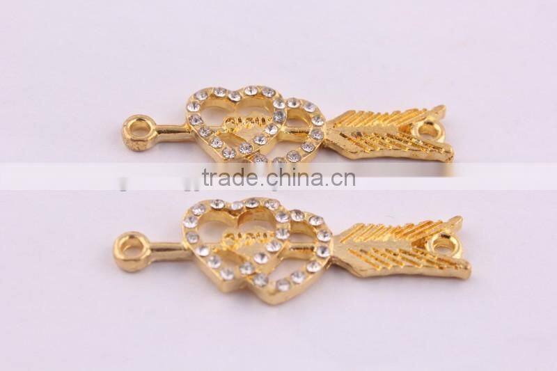 2014 bow crystal rhinestone connector charms ! wholesale alloy glitter silver Connector for bracelet making!!