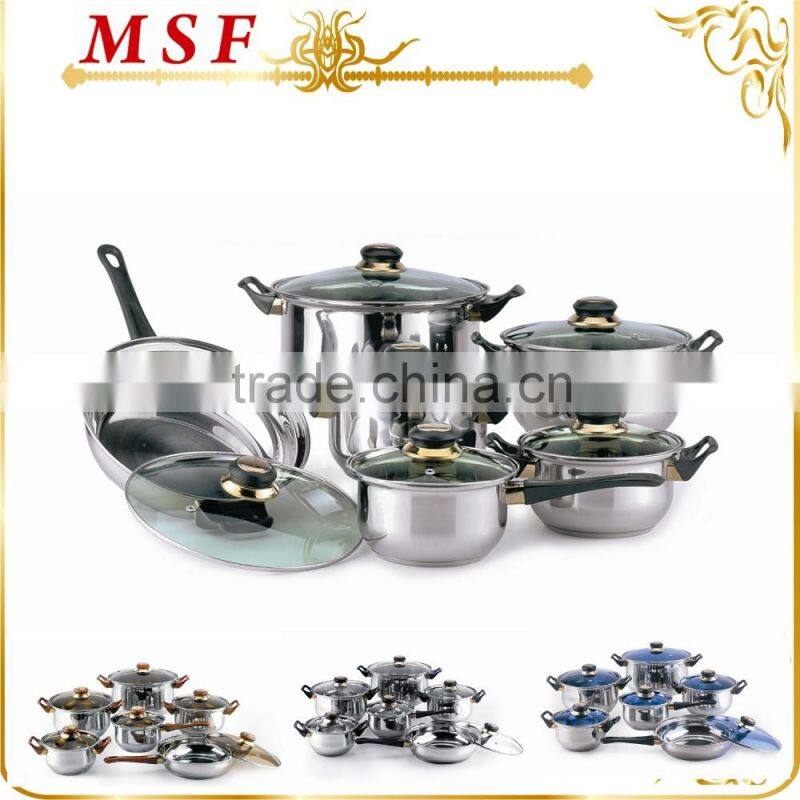 MSF-3020-Green 12pcs stianless steel cookware set cheapest cookware for promotion at holidays four colors for your choose