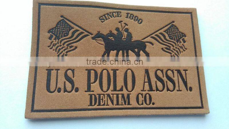 Custom good quality embossed brown leather label for jeans