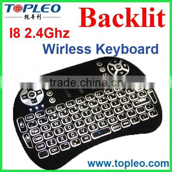 Factory Supply Wireless Keyboard Touchpad Backlit I8 Remote Controller