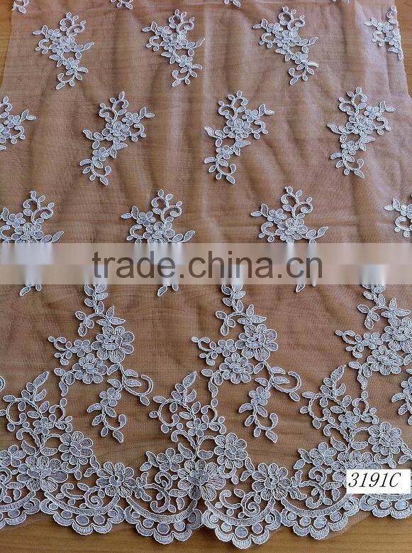 White top quality wedding embroidery lace fabric