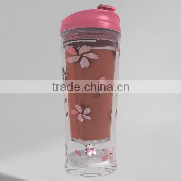 10oz/295ml cute double wall theme travel mug with doll