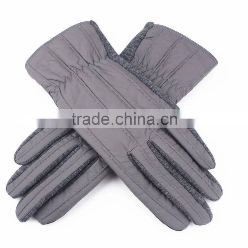 Gray eiderdown touch screen goves with four outside sewing lines