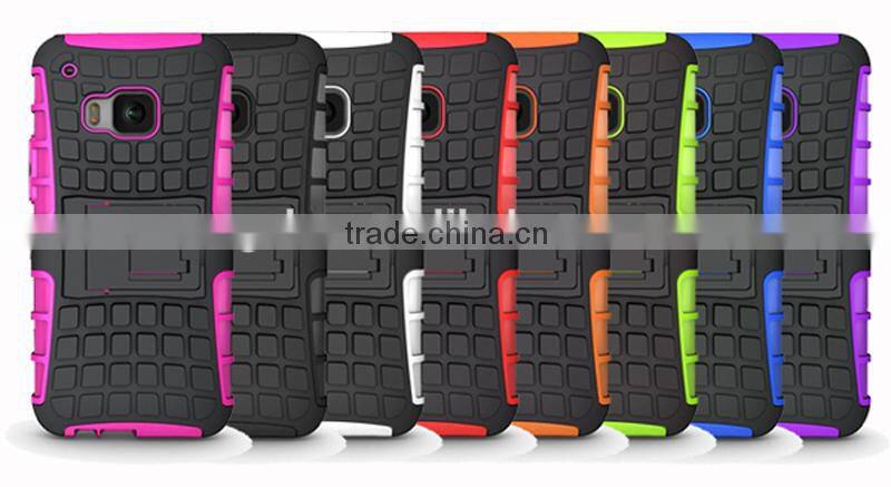 For HTC ONE M9 rugged dual layer hard case with kickstand