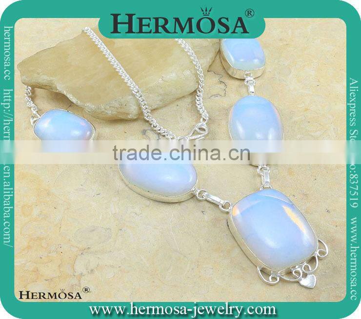 Hermosa Jewelry HOT SALE Natural Opal Mystical Gems Pendant Necklace In Silver Jewelry Fashion Accessories