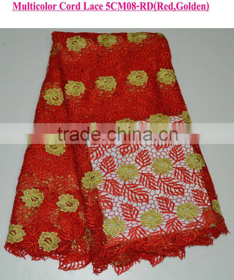 2015 High quality lace new fashion lady dress cord lace fabric with stones