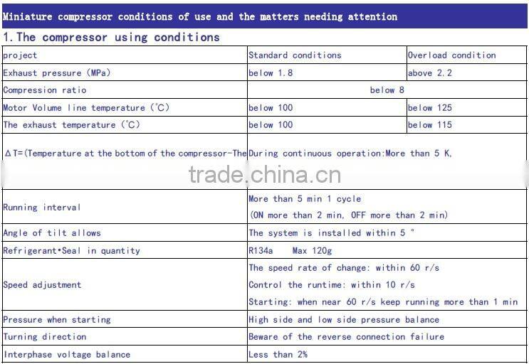 Micro 12/24/48V DC Brushless Refrigerating Compressing Unit