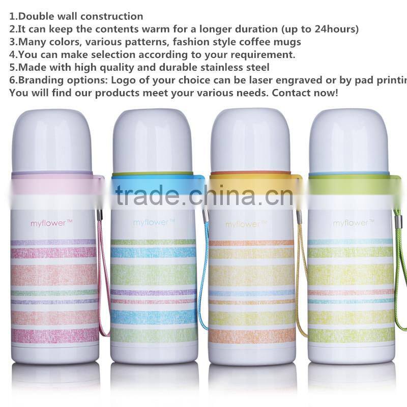 oem diller leakproof portable rainbow pinstripe stainless steel flask