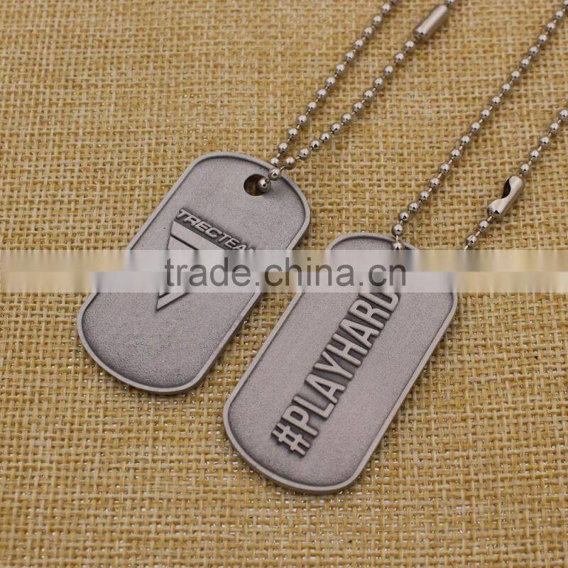 wholesale zinc alloy dog tag with necklace