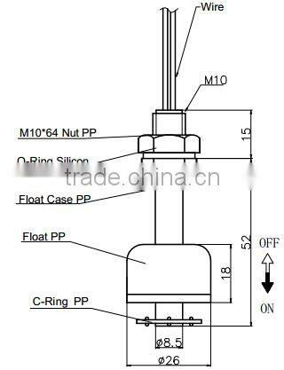 PP magnetic Float level sensor switch