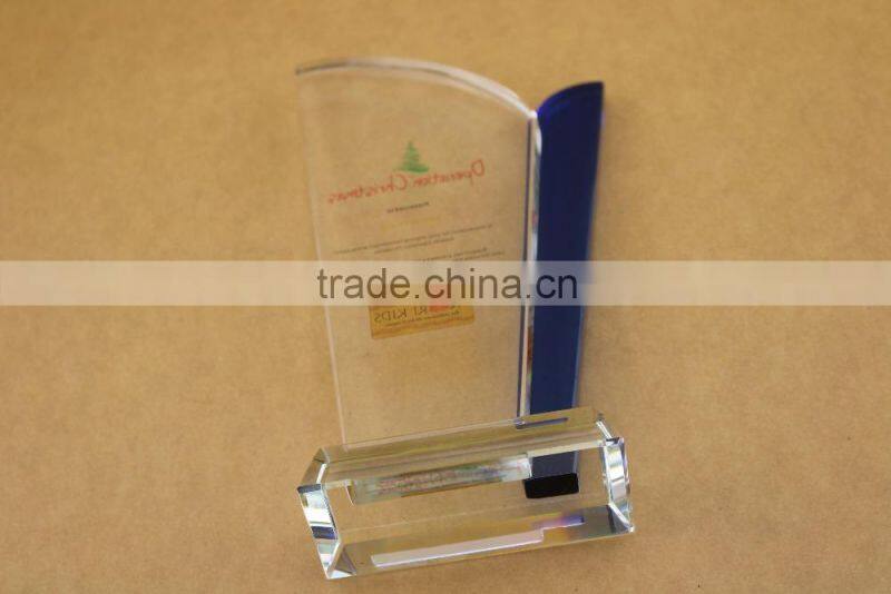 New fashion factory directly sale crystal blue trophy and award