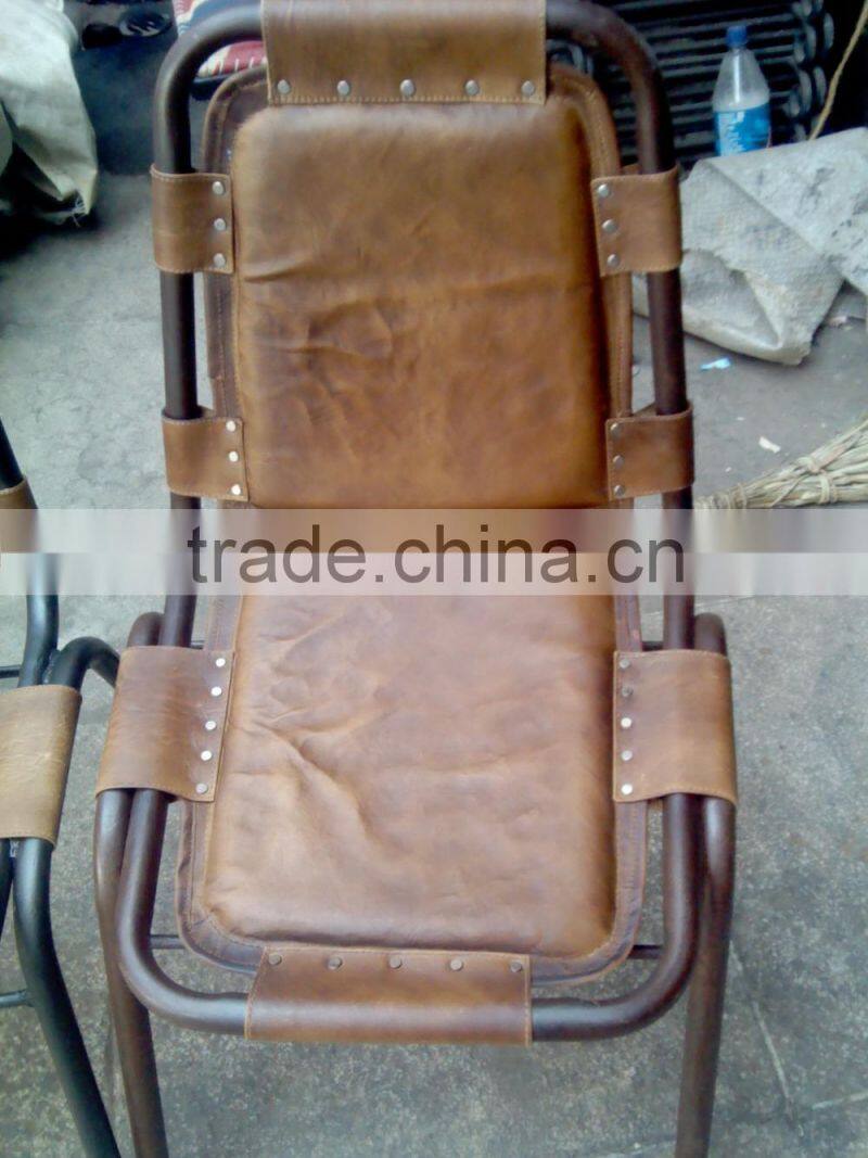 INDUSTRIAL LEATHER METAL FRAME CHAIR , HURRY LEATHER DINING CHAIR