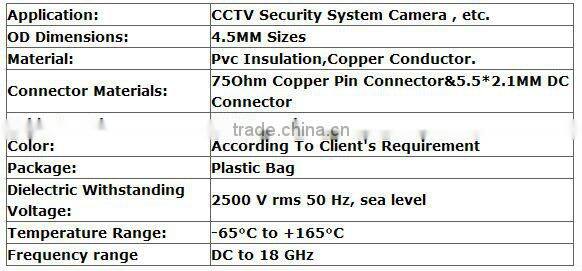 XinQi CCTV Camera Accessories 4mm2 Plug Male To Male AC DC Solar Cable