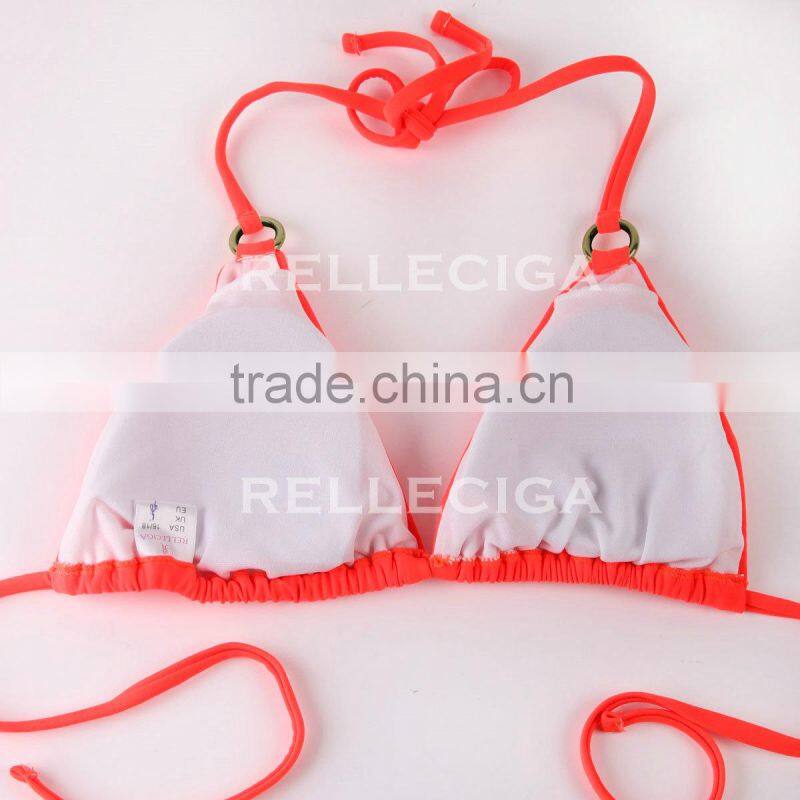 Wholesale Swimwear! RELLECIGA Bikini - White Simply Stunning Triangle Top with Goldtone Hardware Rings