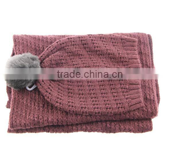Sunny Shine winter cheap pom knitted beanie hat and scarf for knitted with beard