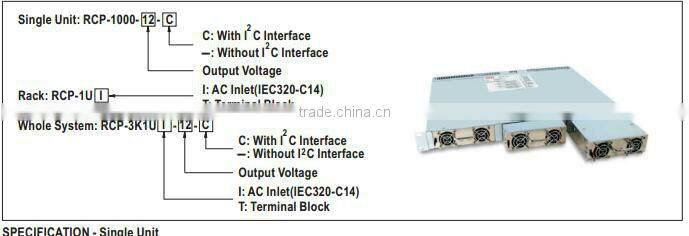 Mean Well 1000w single output power supplies 48v/ 1000 ~ 3000W Front End Power System/1000w power supply with auxiliary power