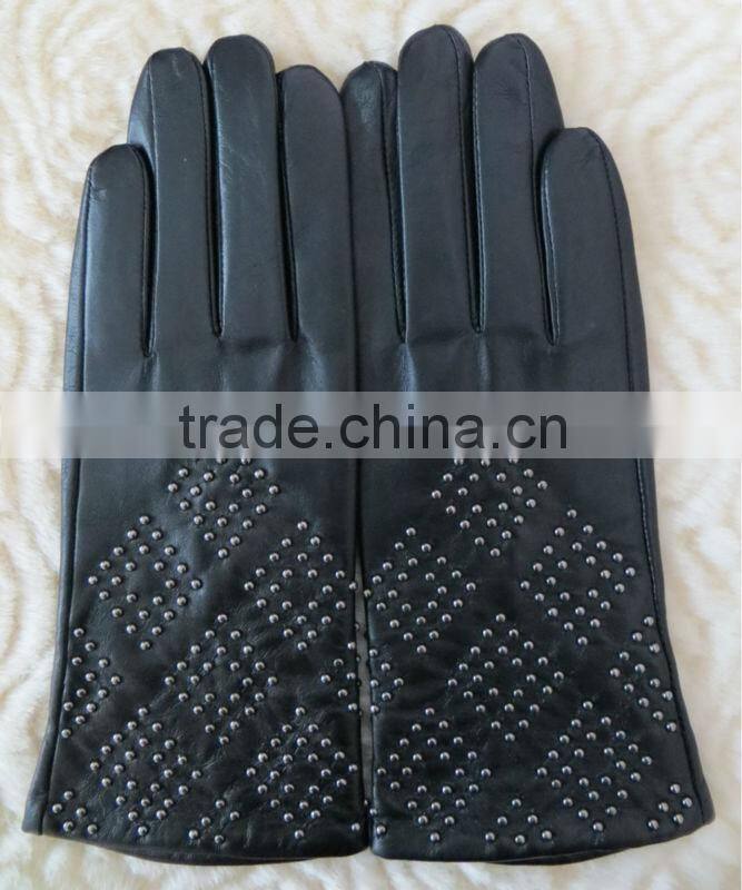 2016 ethiopian sheepskin ladies black gloves for the cold