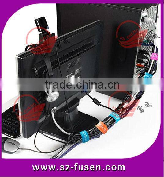 hot sale magic tape cable tie colorful hook and loop battery ties with logo print