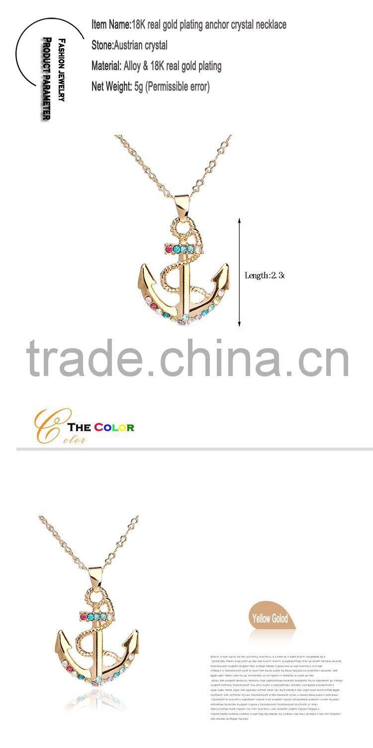 2016 Fashion Anchor Jewelry Crystal Wedding 18K Gold Necklace Designs
