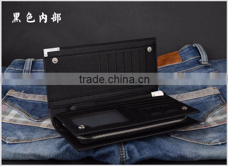 Low Cost Fashion PU Leather Unisex Card Long Wallet Hand Purse for Men