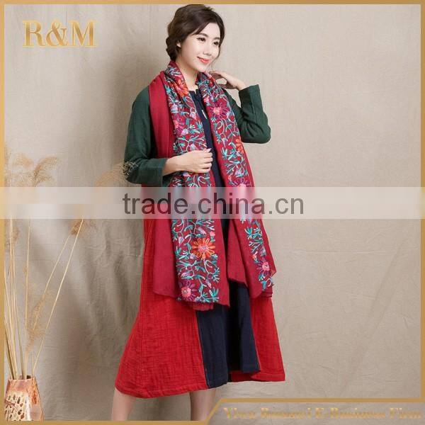 2016 colorful cotton and linen floral embroidered scarf and shawl,women india malaysia hijab scarf