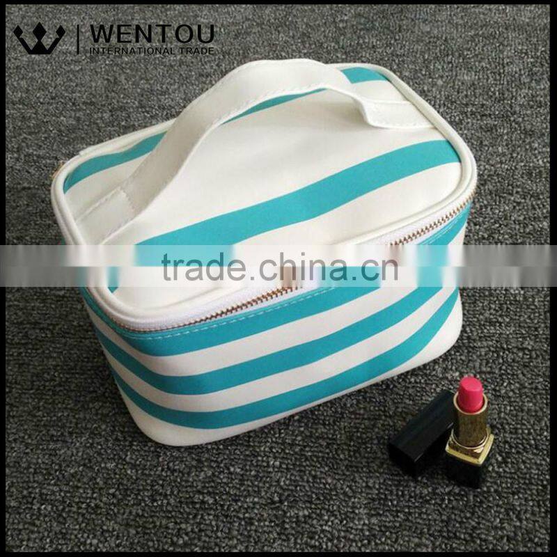 Women Cosmetic Organizer Travel Stripe Toiletry Case