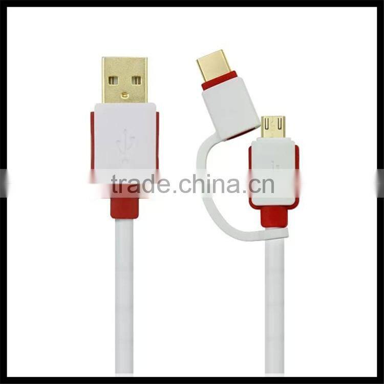 2016 Wholesale 2in1 Type C and Android fast charging mobile phone usb cable