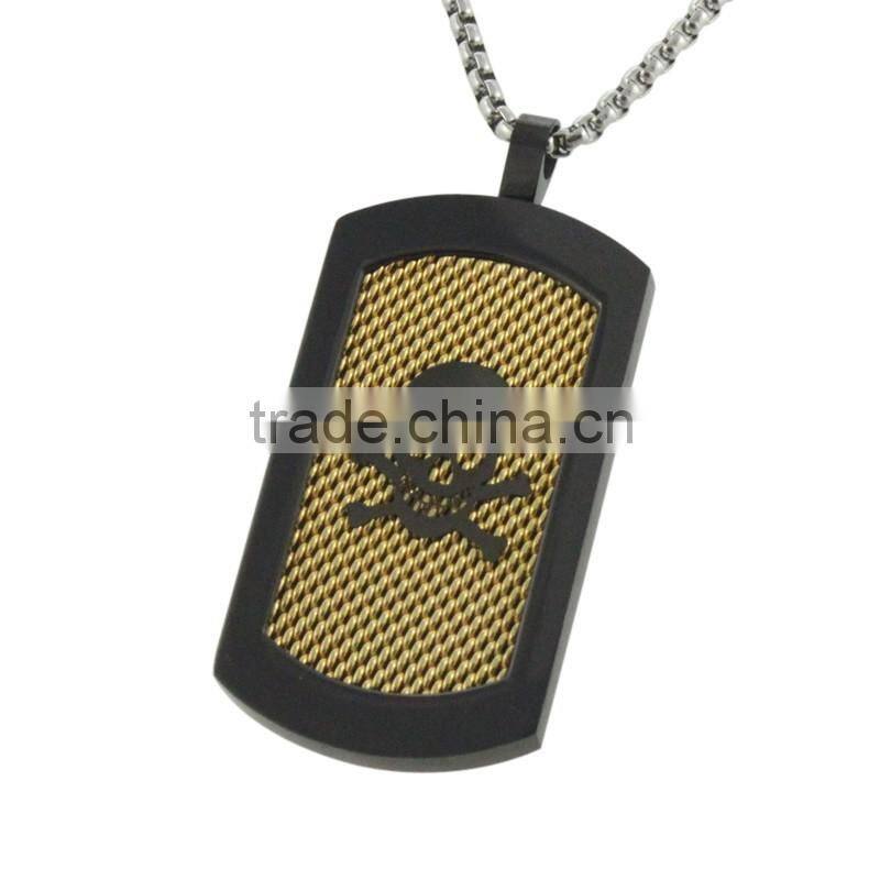 Wholesale Men Black Plated Pendant Stainless Steel Skull Pendants Necklaces Jewelry with Fashion Chain