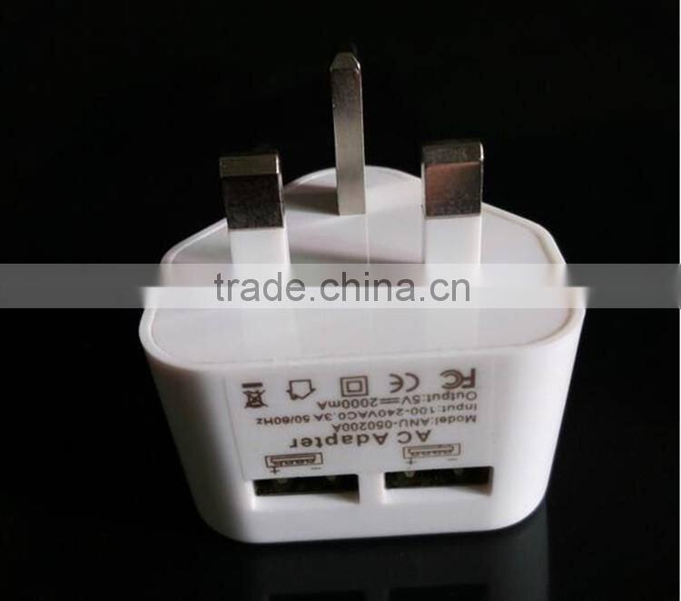 CE RoHS Approved UK Plug Dual USB Charger For Phone