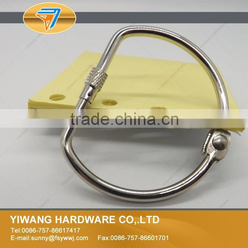 Factory direct sale high quality nickel D shape book ring with screw