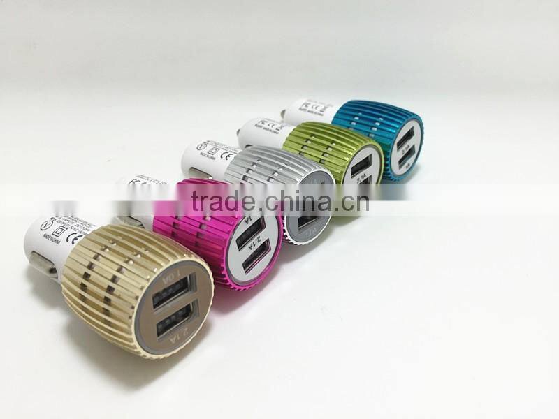 2016 wholesales newest 2 usb port metal 12 v car battery charger ,2 usb car charger