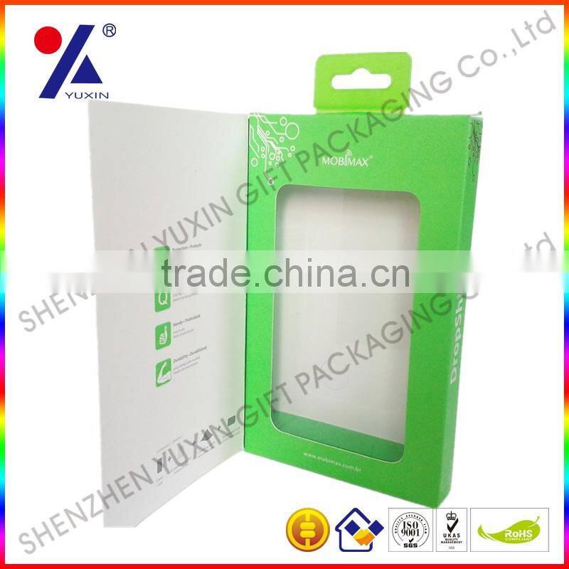 high quality cell phone case paper packaging box with PVC window