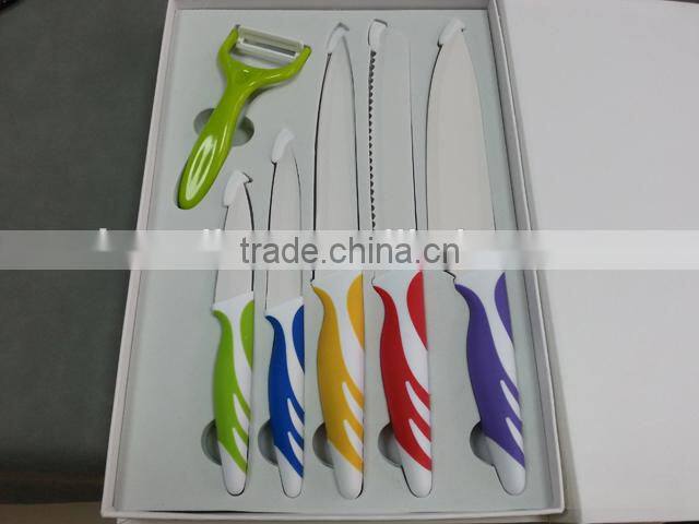 5pcs Ceramic Coating Stainless Steel knife set, Zirconia finish with stainless steel blade