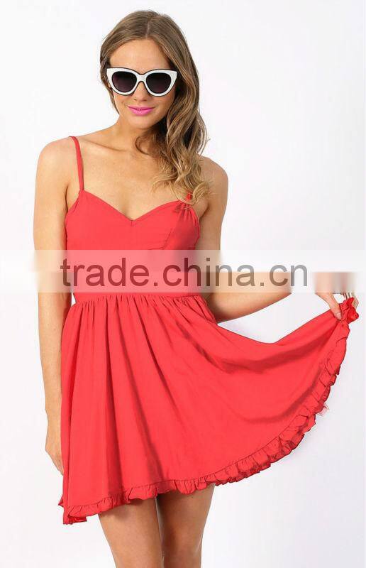 Structured Summer Red Breeze Dress