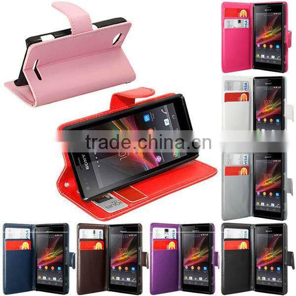 PU Leather Wallet Flip Case For Sony Xperia M C1904 ,Wholesale Leather Case With Credit Card For Sony Xperia M-C1904