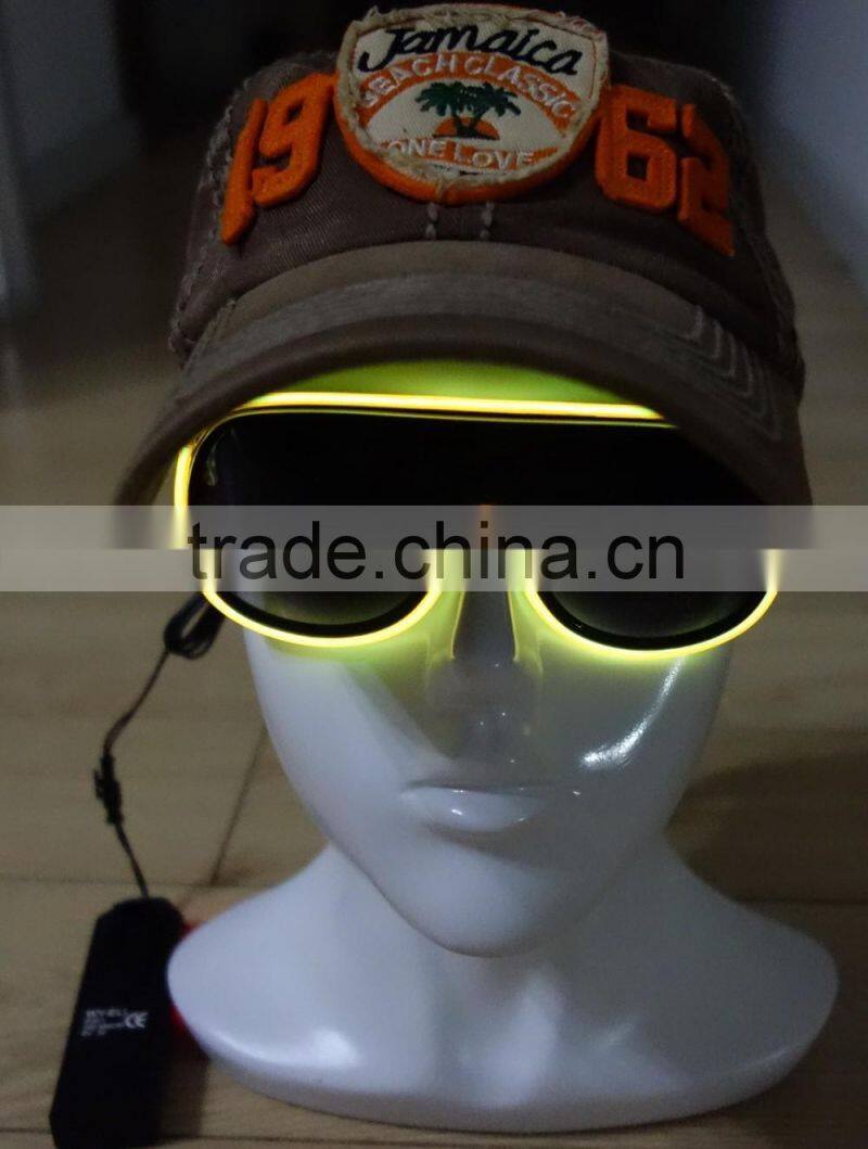Green EL sunglasses/EL glow sunglasses/EL lighting glasses/Electroluminescent sunglasses