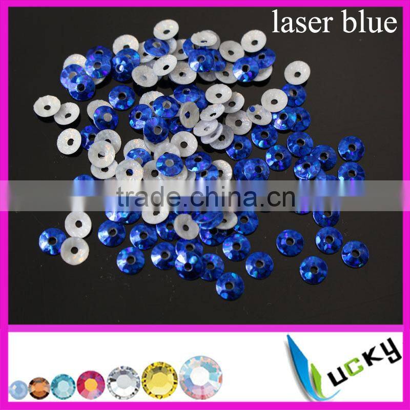 2015 NEWEST design fashion KOREAN QUALITY hot fix spangle sequin LASER RED middle hole CONE SHAPE 3mm 4mm 5mm 6mm