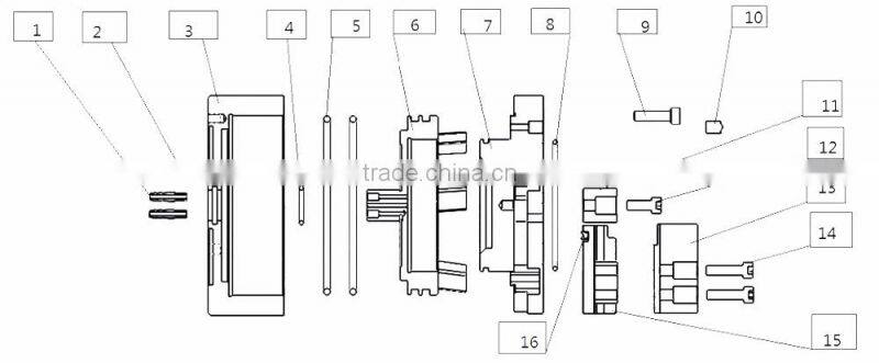 4 hardened jaw wedge style closed center pneumatic power chuck for CNC machine