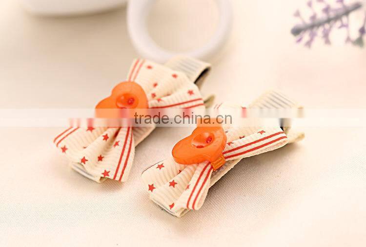 new style with sweet heart button multi color Boutique grosgrain hair clip fancy hailgrips