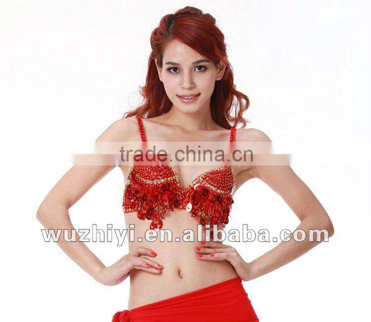 Cheap wholesale new hot fashion shiny elegant bellydance clothing,sexy sequin grade beaded belly dance bra (QC8004)