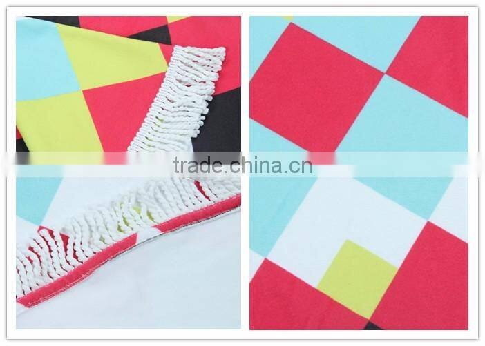 1500MM Round Beach Towel With Tassels,Microfiber Large Reactive Printing Beach Towels