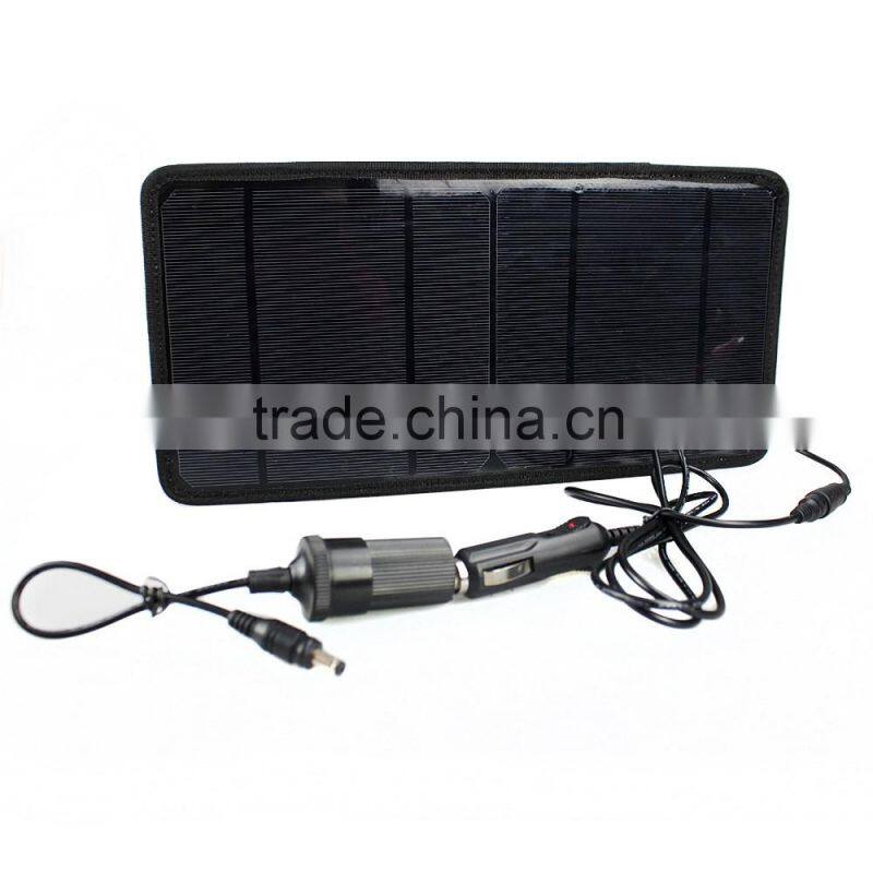Best price 7w solar power charger for solar car battery maintenance,12V battery charging,cell phone and 5V USB port device.